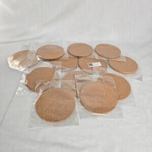 Round Edges Cork Coasters 4"Diameter 1/4"Thick Set of 12 Wooden Drink Absorbent